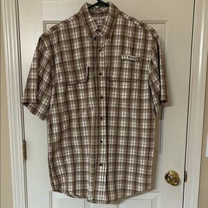Magellan Outdoors Brown Casual Button Down Shirt with Netting